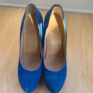 Bleu Suede Louboutin Platform Pumps